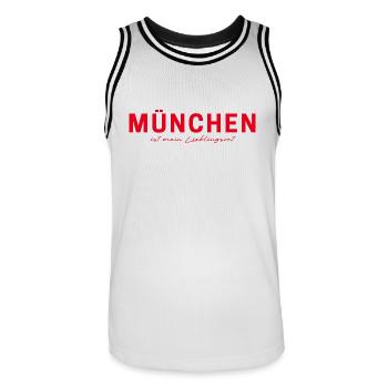 T-Shirt Munich – Joie de vivre bavaroise - Maillot de basket Homme - blanc/noir - Devant - AI Model Male 185 dark (185cm)