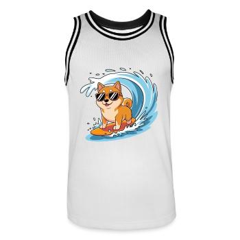 Shiba Surfing - Männer Basketball-Trikot - Weiß/Schwarz - Vorne - AI Model Male 185 dark (185cm)