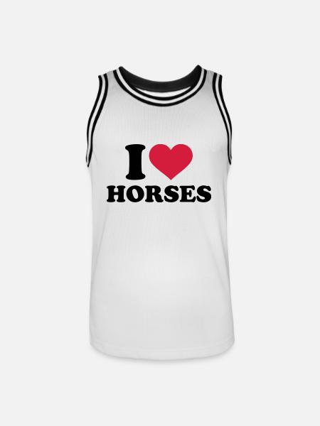 I love horses - Men's Basketball Jersey - white/black