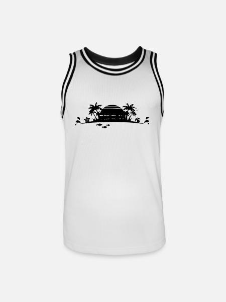 Sommer - Palmen Strand - Männer Basketball-Trikot - Weiß/Schwarz