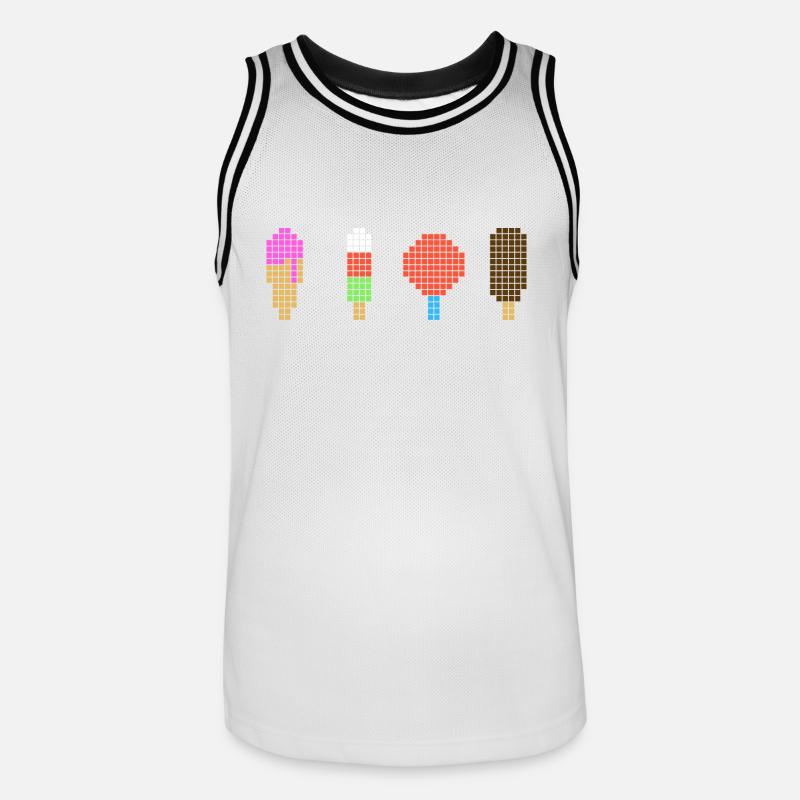 Pixel Eis - Retro Eiscreme - Männer Basketball-Trikot - Weiß/Schwarz