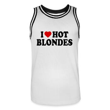 I love hot blondes - Maillot de basket Homme - blanc/noir - Devant - AI Model Male 185 dark (185cm)