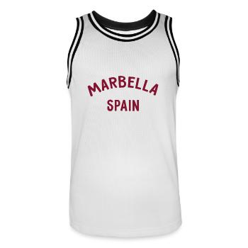 Marbella Spain Spanien Espana - Männer Basketball-Trikot - Weiß/Schwarz - Vorne - AI Model Male 185 dark (185cm)