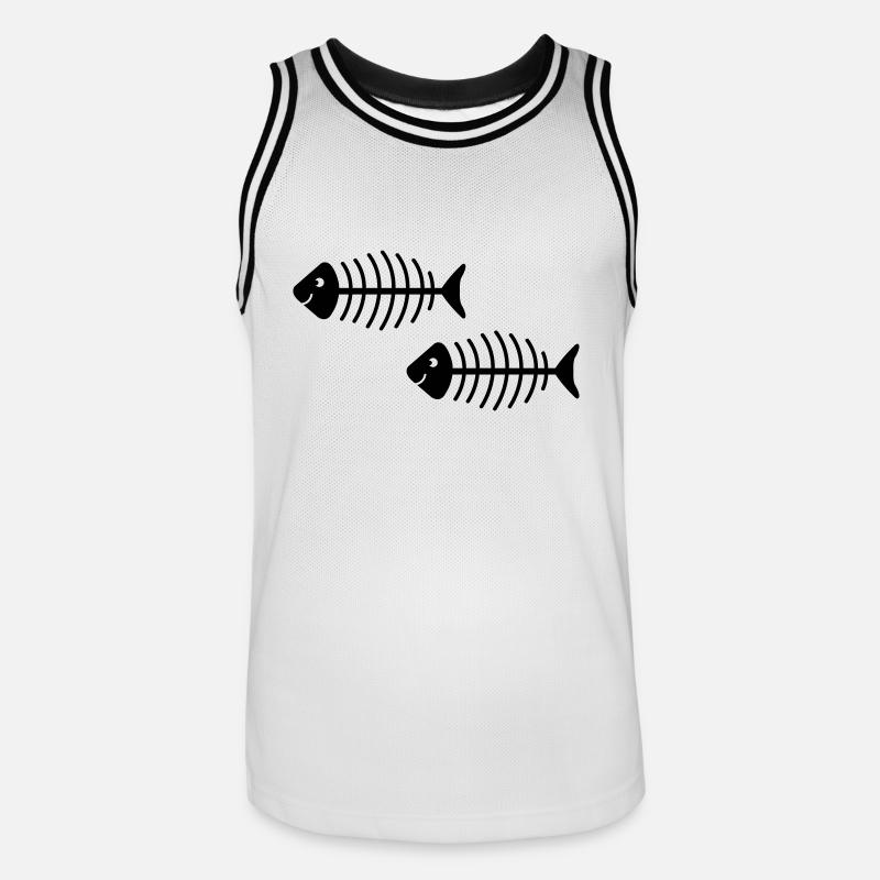 Fischgrete 2 - Maillot de basket Homme - blanc/noir