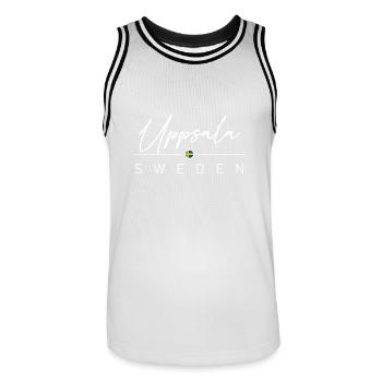 Schweden - Uppsala - Sweden - Sverige - Men's Basketball Jersey - white/black - Front - AI Model Male 185 dark (185cm)
