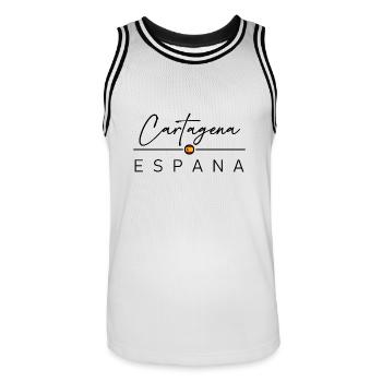 Spain - Cartagena - Spanien - Espana - Männer Basketball-Trikot - Weiß/Schwarz - Vorne - AI Model Male 185 dark (185cm)