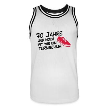 70 sneaker - Men's Basketball Jersey - white/black - Front - AI Model Male 185 dark (185cm)