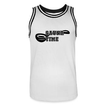 Sauna Spa bien-être - Maillot de basket Homme - blanc/noir - Devant - AI Model Male 185 dark (185cm)