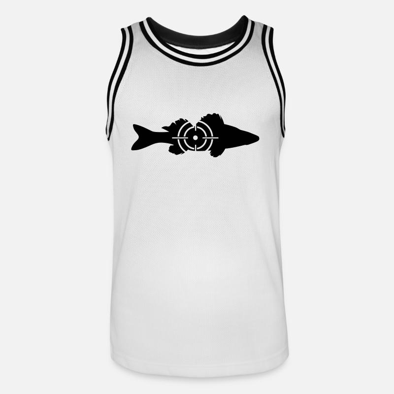 Target Pike-Perch - Männer Basketball-Trikot - Weiß/Schwarz