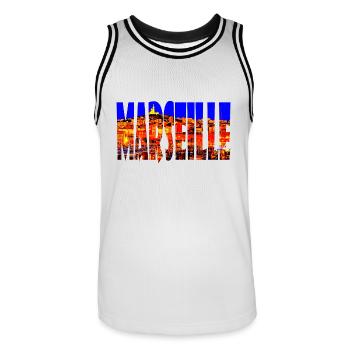 Marseille Ville - Maillot de basket Homme - blanc/noir - Devant - AI Model Male 185 dark (185cm)
