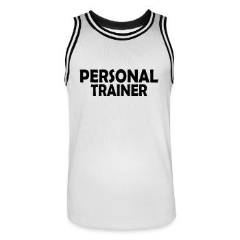 Personal trainer - Männer Basketball-Trikot - Weiß/Schwarz - Vorne - AI Model Male 185 dark (185cm)