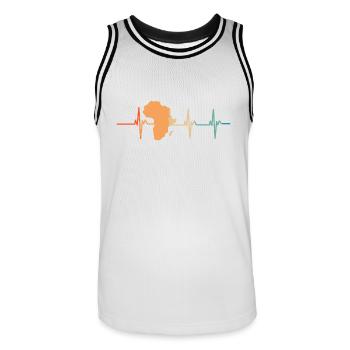 Battement de cœur Afrique - Maillot de basket Homme - blanc/noir - Devant - AI Model Male 185 dark (185cm)
