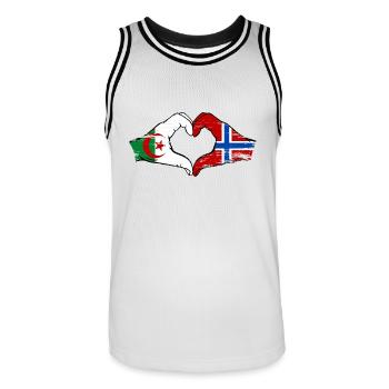Algerien Norwegen Flagge Hände Herzform used - Männer Basketball-Trikot - Weiß/Schwarz - Vorne - AI Model Male 185 dark (185cm)
