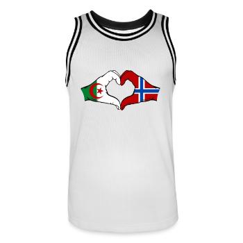 Algerien Norwegen Flagge Haende Herzform - Männer Basketball-Trikot - Weiß/Schwarz - Vorne - AI Model Male 185 dark (185cm)