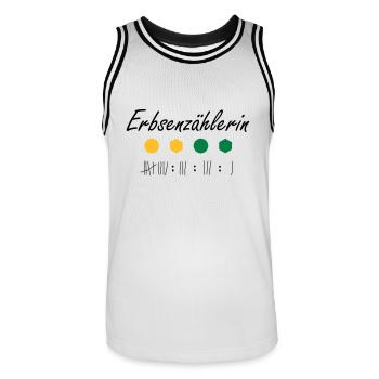 Erbsenzählerin - Männer Basketball-Trikot - Weiß/Schwarz - Vorne - AI Model Male 185 dark (185cm)