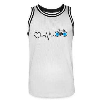 Heartbeat Bicycle Cycling - Men's Basketball Jersey - white/black - Front - AI Model Male 185 dark (185cm)