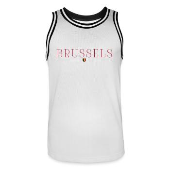 Brussels, Belgium Elegance T-Shirt - Men's Basketball Jersey - white/black - Front - AI Model Male 185 dark (185cm)