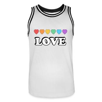Liebe Regenbogenherzen - Männer Basketball-Trikot - Weiß/Schwarz - Vorne - AI Model Male 185 dark (185cm)