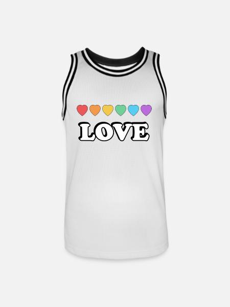 Liebe Regenbogenherzen - Männer Basketball-Trikot - Weiß/Schwarz
