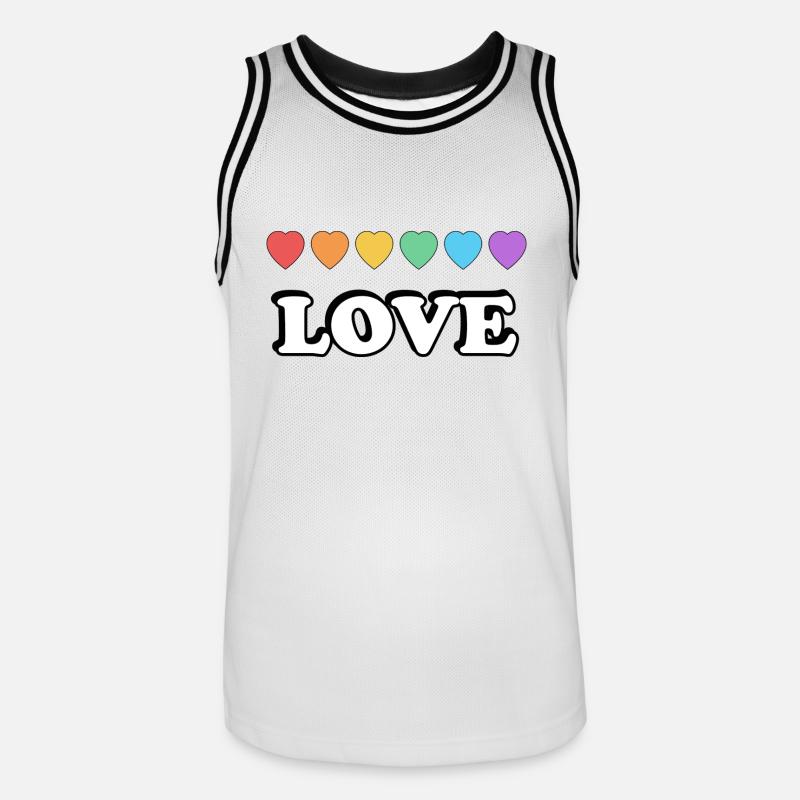 Love Rainbow Hearts - Men's Basketball Jersey - white/black