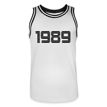 1989 - Men's Basketball Jersey - white/black - Front - AI Model Male 185 dark (185cm)