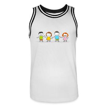 Menschen - Strichmännchen Kinder - Männer Basketball-Trikot - Weiß/Schwarz - Vorne - AI Model Male 185 dark (185cm)