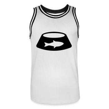 Bol pour chats - Maillot de basket Homme - blanc/noir - Devant - AI Model Male 185 dark (185cm)