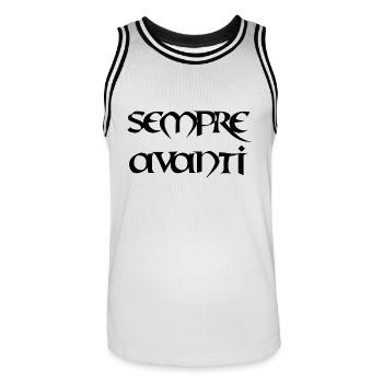Sempre Avanti - Men's Basketball Jersey - white/black - Front - AI Model Male 185 dark (185cm)