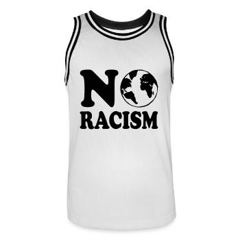 No racism - Maillot de basket Homme - blanc/noir - Devant - AI Model Male 185 dark (185cm)