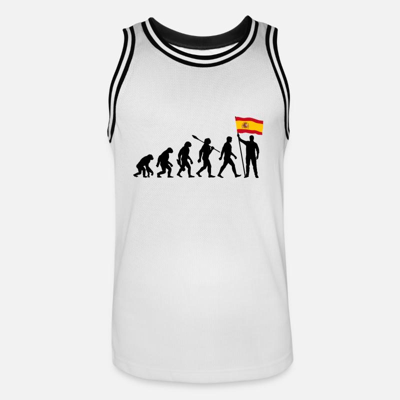 Spanien - Evolution - Flagge - Nation - Männer Basketball-Trikot - Weiß/Schwarz