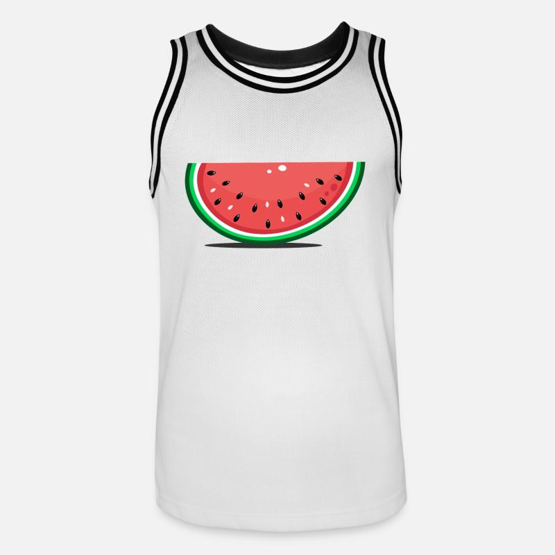 Tranche de design de pastèque - Maillot de basket Homme - blanc/noir