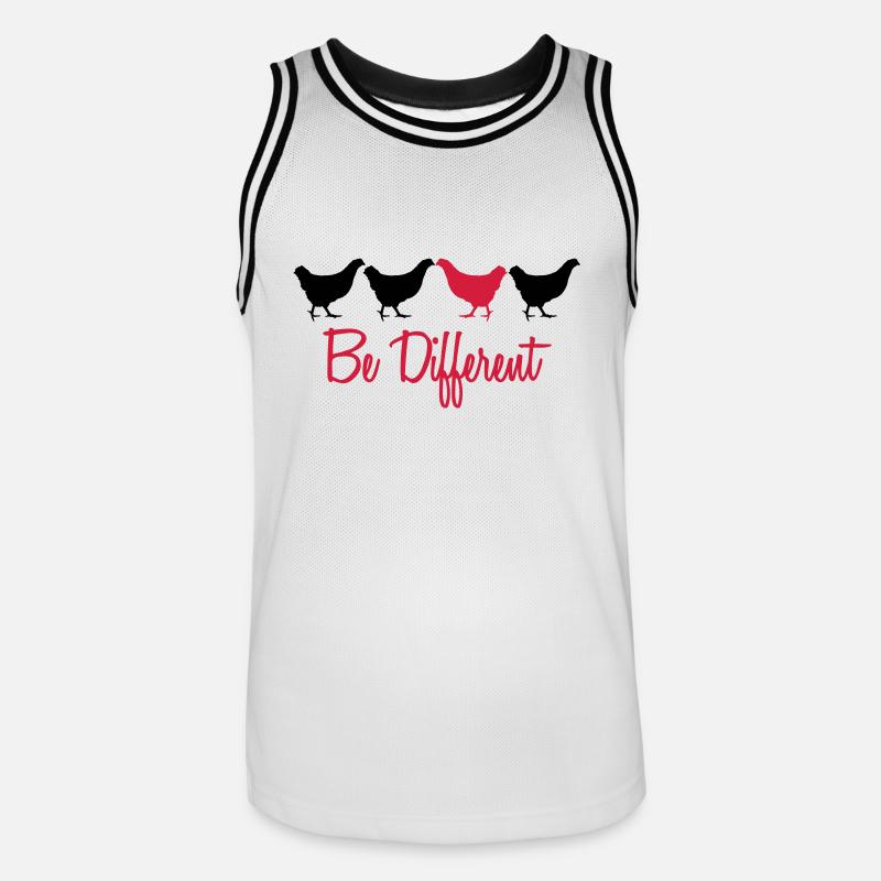 Be Different Huhn mit Text - Männer Basketball-Trikot - Weiß/Schwarz
