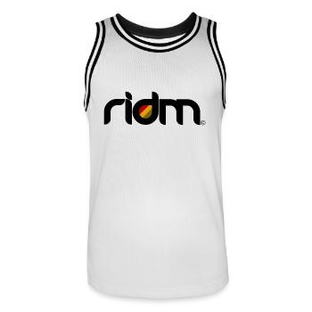ridm logo - Männer Basketball-Trikot - Weiß/Schwarz - Vorne - AI Model Male 185 dark (185cm)