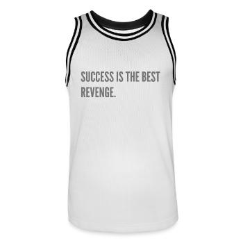 Success is the best revenge. - Men's Basketball Jersey - white/black - Front - AI Model Male 185 dark (185cm)