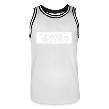 1995 - Men's Basketball Jersey - white/black - Front - AI Model Male 185 dark (185cm)