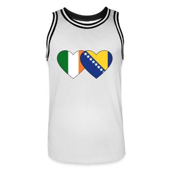 Irland Bosnien Flagge Herz - Männer Basketball-Trikot - Weiß/Schwarz - Vorne - AI Model Male 185 dark (185cm)