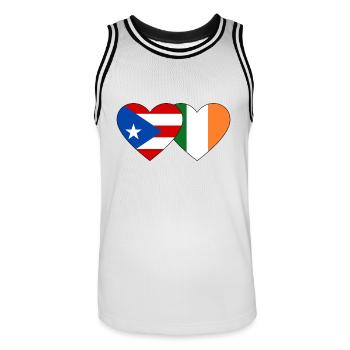 Puerto Rico Ireland Flag Heart - Men's Basketball Jersey - white/black - Front - AI Model Male 185 dark (185cm)