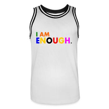 I am enough - Männer Basketball-Trikot - Weiß/Schwarz - Vorne - AI Model Male 185 dark (185cm)
