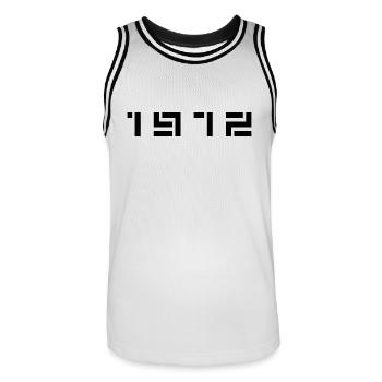 Année de naissance Anniversaire Né(e) en 1972 - Maillot de basket Homme - blanc/noir - Devant - AI Model Male 185 dark (185cm)