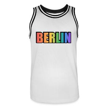 Gay Berlin - Men's Basketball Jersey - white/black - Front - AI Model Male 185 dark (185cm)