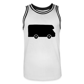 Autocollant de vacances en camping-car autocollant Camper Travel - Maillot de basket Homme - blanc/noir - Devant - AI Model Male 185 dark (185cm)