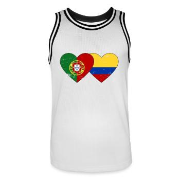 Portugal Colombie Drapeau Coeur Utilisé - Maillot de basket Homme - blanc/noir - Devant - AI Model Male 185 dark (185cm)