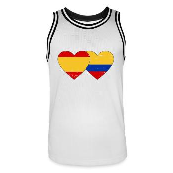 Espagne Colombie Drapeau Coeur Utilisé - Maillot de basket Homme - blanc/noir - Devant - AI Model Male 185 dark (185cm)