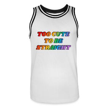 Trop mignon pour être hétéro - LGBTQ humour drôle - Maillot de basket Homme - blanc/noir - Devant - AI Model Male 185 dark (185cm)