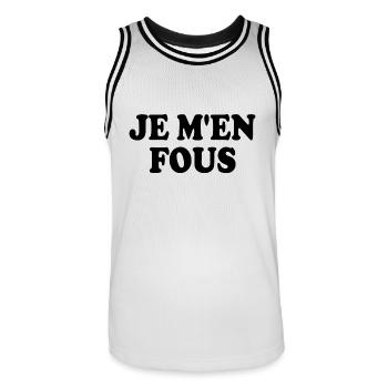 je m'en fous - Maillot de basket Homme - blanc/noir - Devant - AI Model Male 185 dark (185cm)