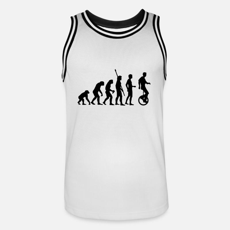 evolution_einradfahrer_1c - Maillot de basket Homme - blanc/noir
