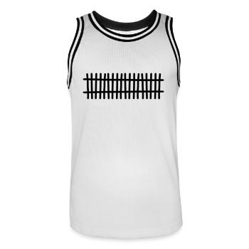 Fence - Men's Basketball Jersey - white/black - Front - AI Model Male 185 dark (185cm)