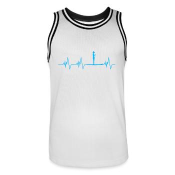 SUP Herzschlag Stehpaddeln Paddeln - Männer Basketball-Trikot - Weiß/Schwarz - Vorne - AI Model Male 185 dark (185cm)
