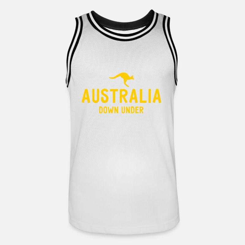 Australia - Down Under - Australien - Känguru - Männer Basketball-Trikot - Weiß/Schwarz