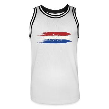 Drapeau des Pays-Bas Vélo Hollande - Maillot de basket Homme - blanc/noir - Devant - AI Model Male 185 dark (185cm)
